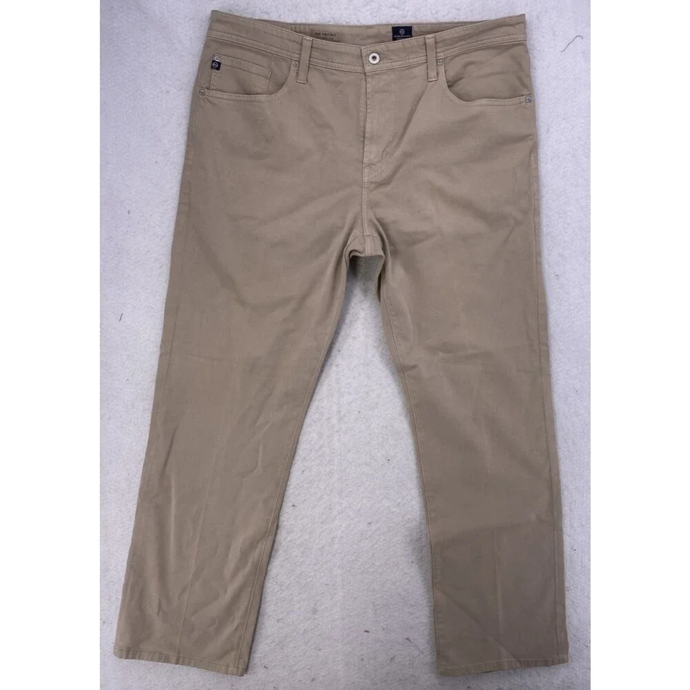AG Adriano Goldschmied The Protege Straight Leg Pants 38x34 Khaki Tan Made in US